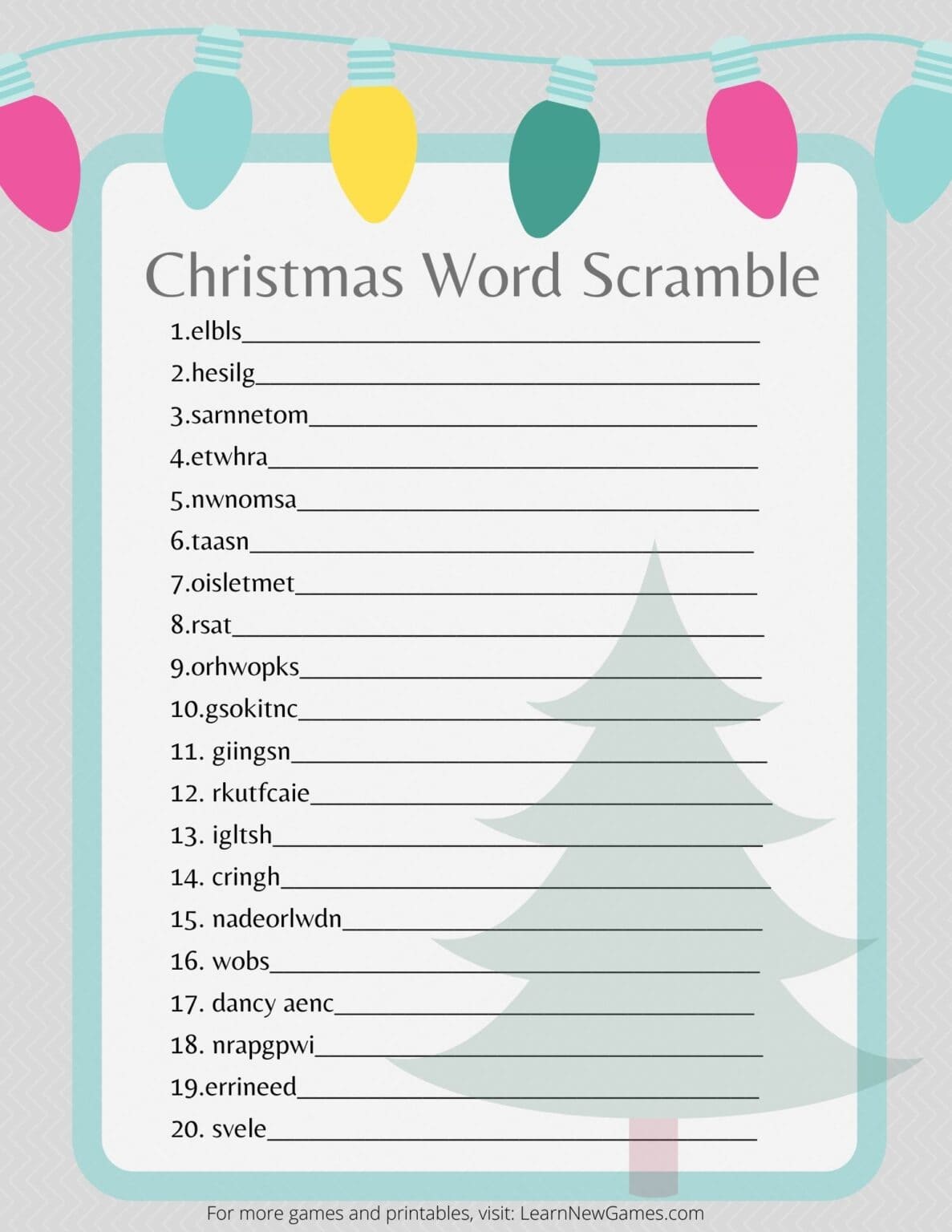 FREE Christmas Word Scramble Game PDF Learn New Games